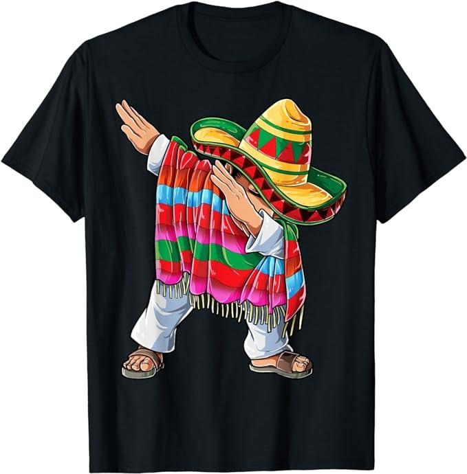 Funny Mexican Shirts, Dabbing Mexican Poncho Cinco de Mayo Boys Men Short Sleeve Sombrero Dab T-Shirt Menswear Top Casual...