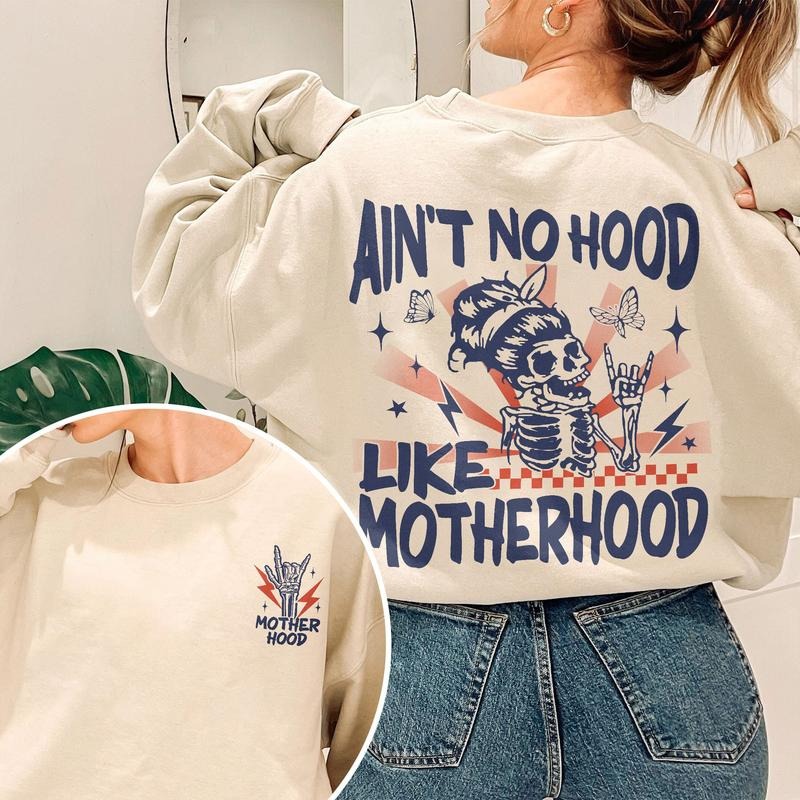 Funny Mom Ain't No Hood Like Motherhood Funny Mothers Day Trendy Mom Sarcastic Retro Sublimation Front Back Clipart...