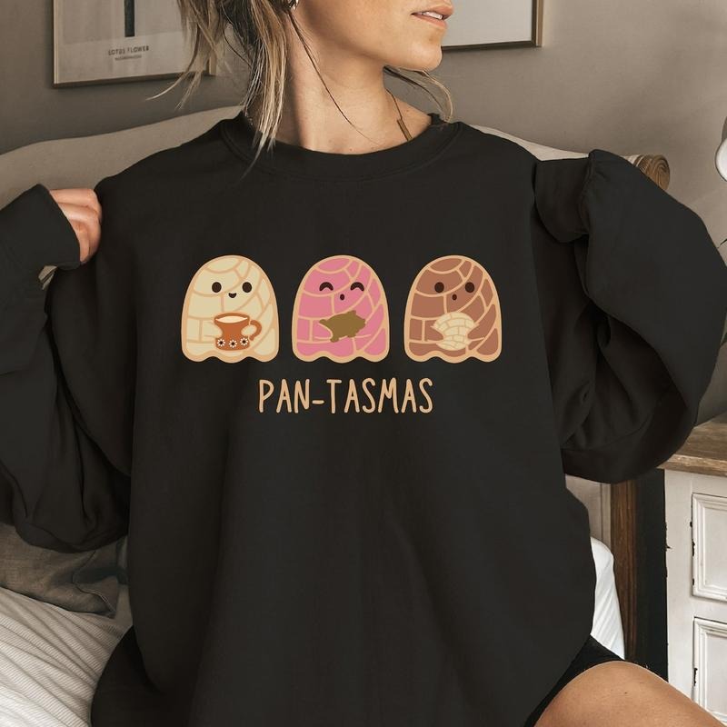 Funny Pantasmas Ghost Sweatshirt, Halloween Pan Dulce Ghost Mexican Shirt, Halloween Latina Ghost Conchas Graphic Tee,...