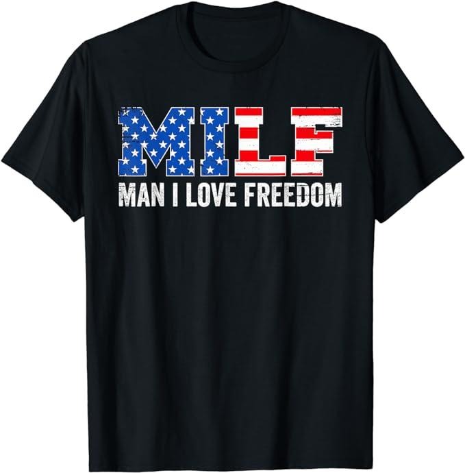 Funny Patriotic Shirts For Men, Man I Love Freedom Funny Patriotic American 4th Of July T-Shirt Menswear Top Casual...