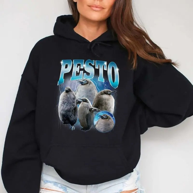 Funny Pesto The Baby Penguin Famous Bird Meme Hoodie Casual Street Style Fleece Pullover Hooded Sweatshirt Tops Trendy...
