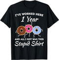 Funny Work Shirts, Funny 1 Year Work Anniversary One Year Employee Appreciation T-Shirt Menswear Casual Cotton Hoodie,...