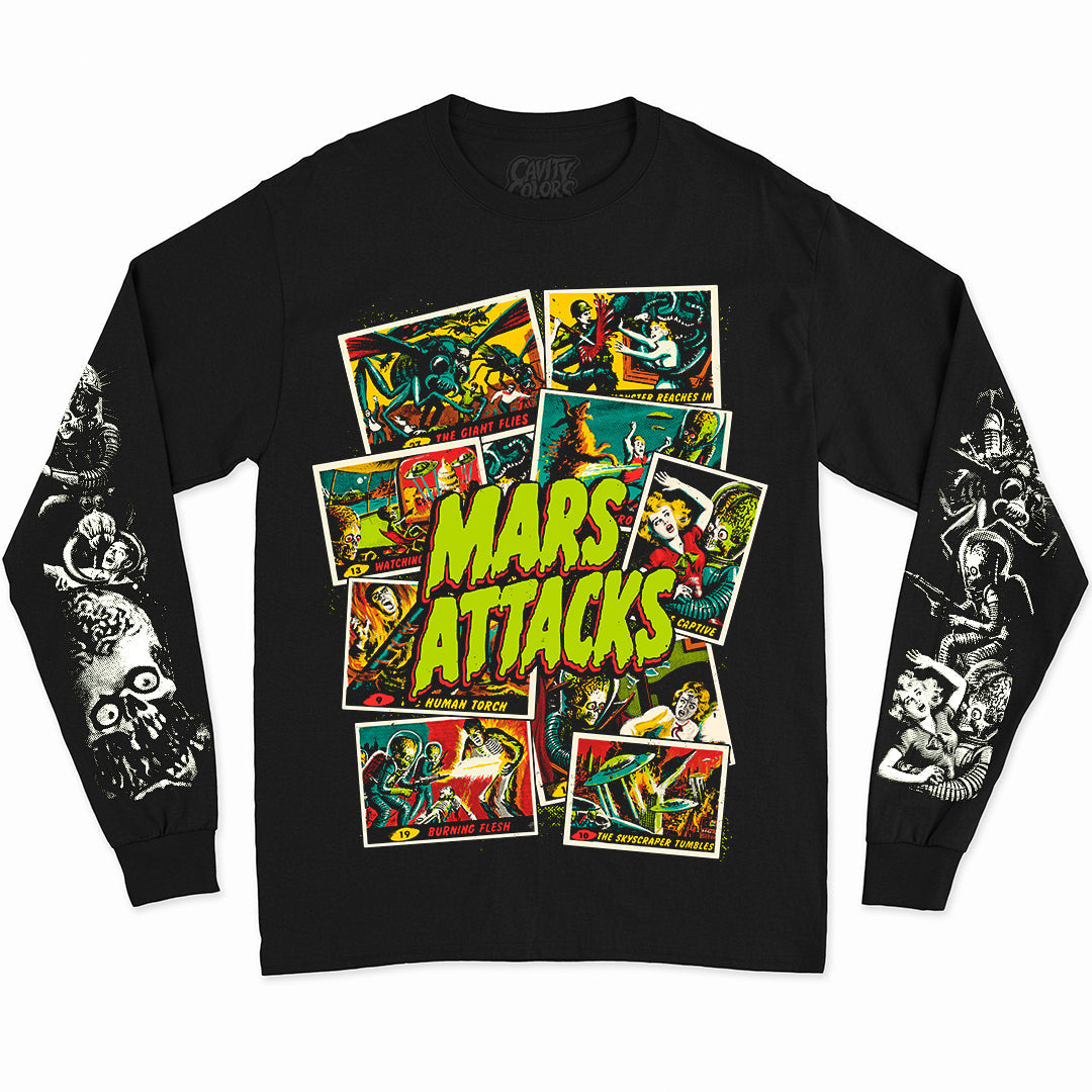 MARS ATTACKS: WAX PACK LEGACY - LONG SLEEVE SHIRT (GLOW IN THE DARK) Hoodie, Sweatshirt | ZylaModa.com (Image 1)