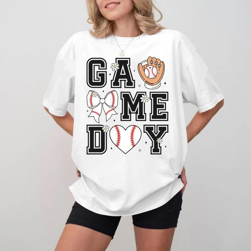 Game Day Baseball Letter Print Crewneck, Unisex Cotton T-shirt Hoodie, Sweatshirt | ZylaModa.com