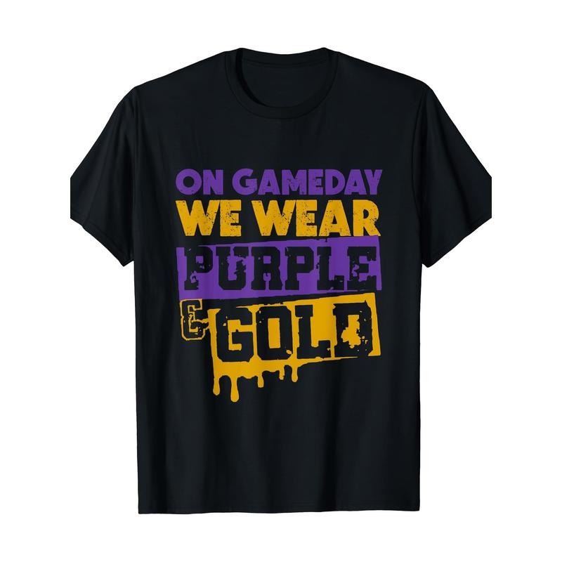 Gameday Football Purple & Gold Leopard T-Shirt Made in USA Hoodie, Sweatshirt | ZylaModa.com