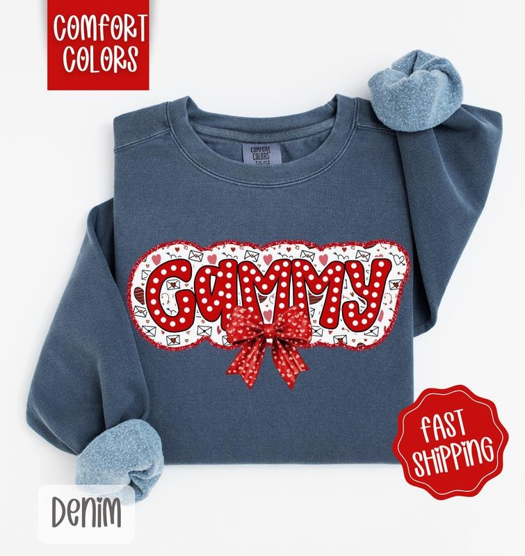Gammy Valentine Comfort Colors Sweatshirt, Valentine's Day Women's Crewneck, Cute Women's Sweater T-Shirts, Hoodie