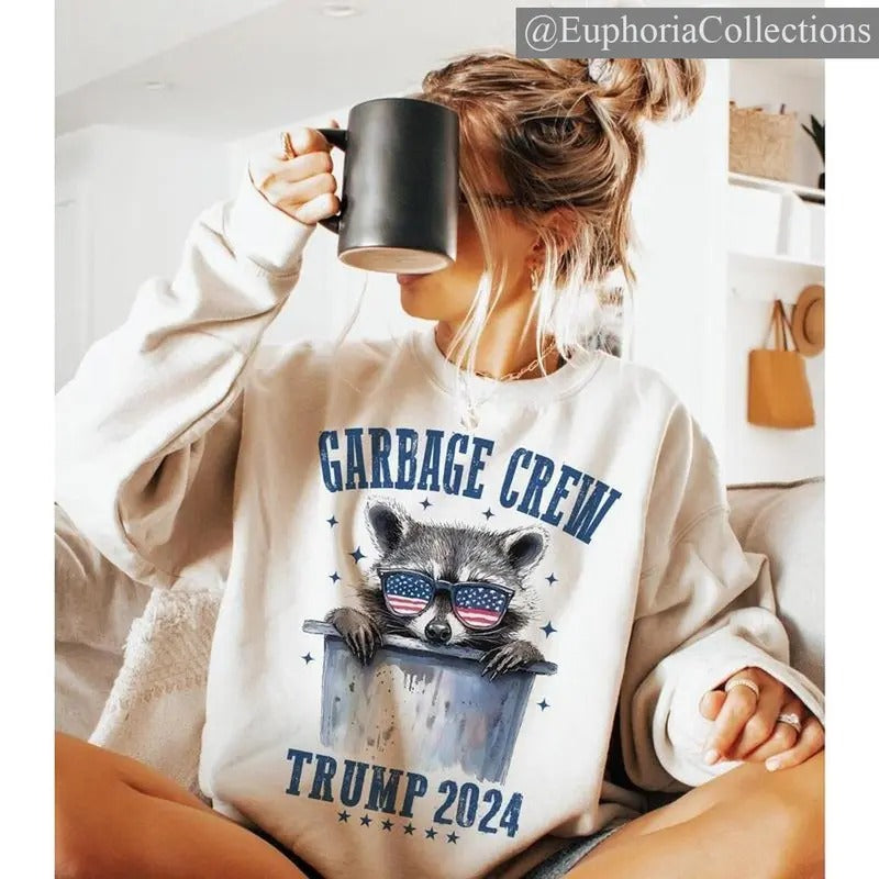 Garbage Crew Tee, Sweater, Hoodie - #TRUMP 2024 , Global Trending Outfits Sweatshirt | ZylaModa.com