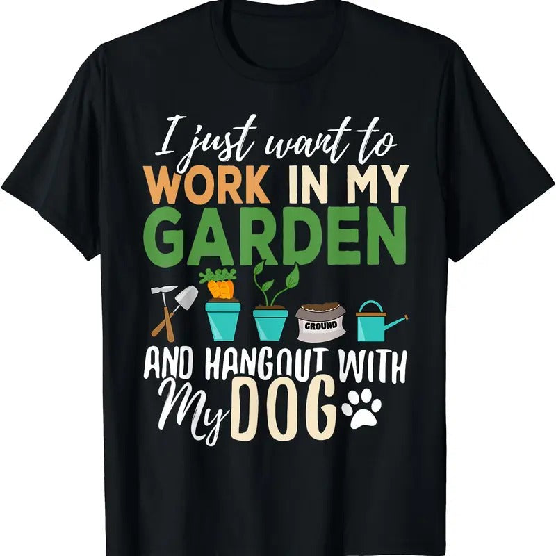 Gardening T-Shirt Dog Lover Gardener Garden Pet Gift Plants T-Shirt Hoodie, Sweatshirt | ZylaModa.com