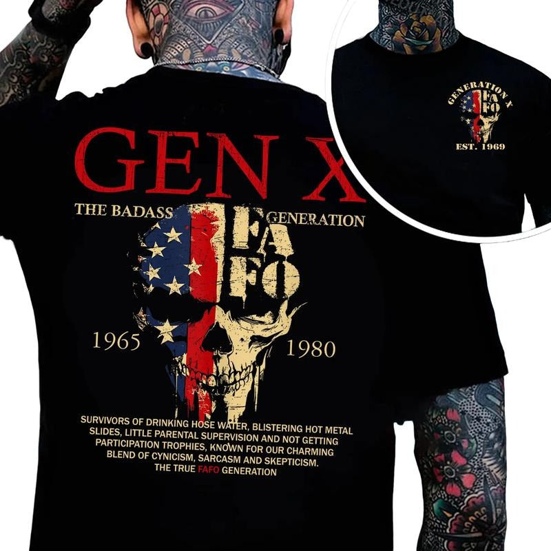 Gen X Skull FAFO Shirt, Gen X Personality Customize Year Badass Generation T-shirt 100% Cotton Unisex Comfort Womenwear...