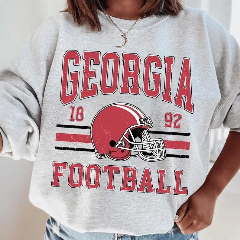 Georgia Football College Sweatshirt, Vintage Retro Style Football Tee, College Game Day Apparel Hoodie | ZylaModa.com