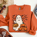 Ghost Halloween Sweatshirt, Womens Halloween Shirt, Halloween Party Shirt, Fall Sweatshirt Cotton Womenswear Hoodie