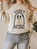 Ghost Malone Sweatshirt, Halloween Sweatshirt, Funny Halloween Crewneck, Cute Ghost Hoodie T-Shirts | ZylaModa.com