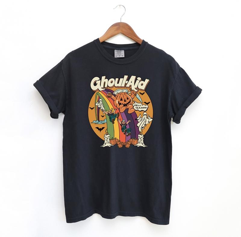 Ghoul Aid Pumpkin Comfort Colors Shirt, Vintage Spooky Fall Graphic Tee, Halloween Tshirt Hoodie, Sweatshirt | ZylaModa.com