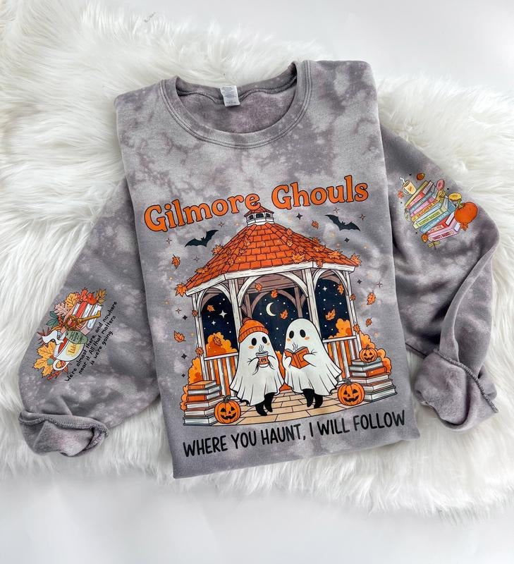 Gilmore Ghouls Halloween Bleached Graphic Sweatshirt or Hoodie Unisex  Womenswear Crewneck Casual Top DTF Printed Coton...