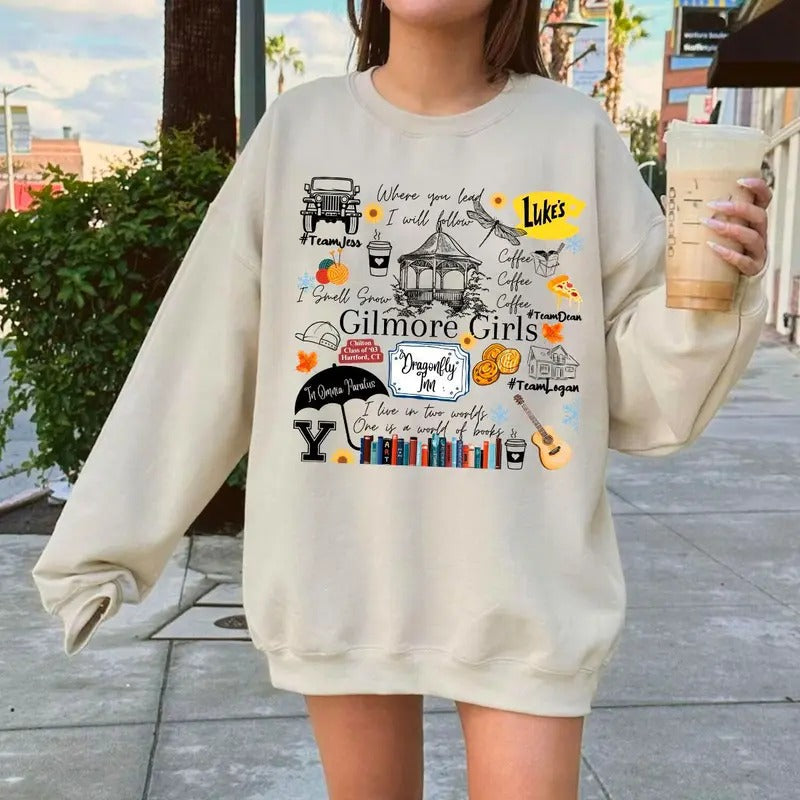 Gilmore Girls Tracklist Stars Hollow Cups Sweatshirt T-Shirts, Hoodie | ZylaModa.com
