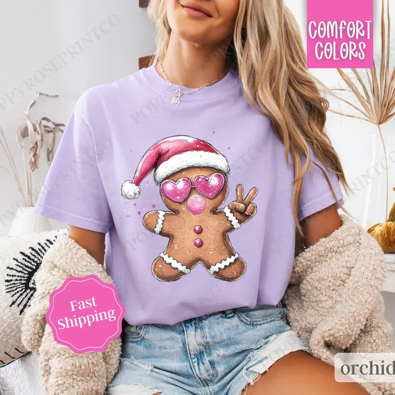 Gingerbread Bubble Shirt Comfort Colors, Preppy Christmas Tshirt,  Womens Holiday Tee Hoodie, Sweatshirt | ZylaModa.com
