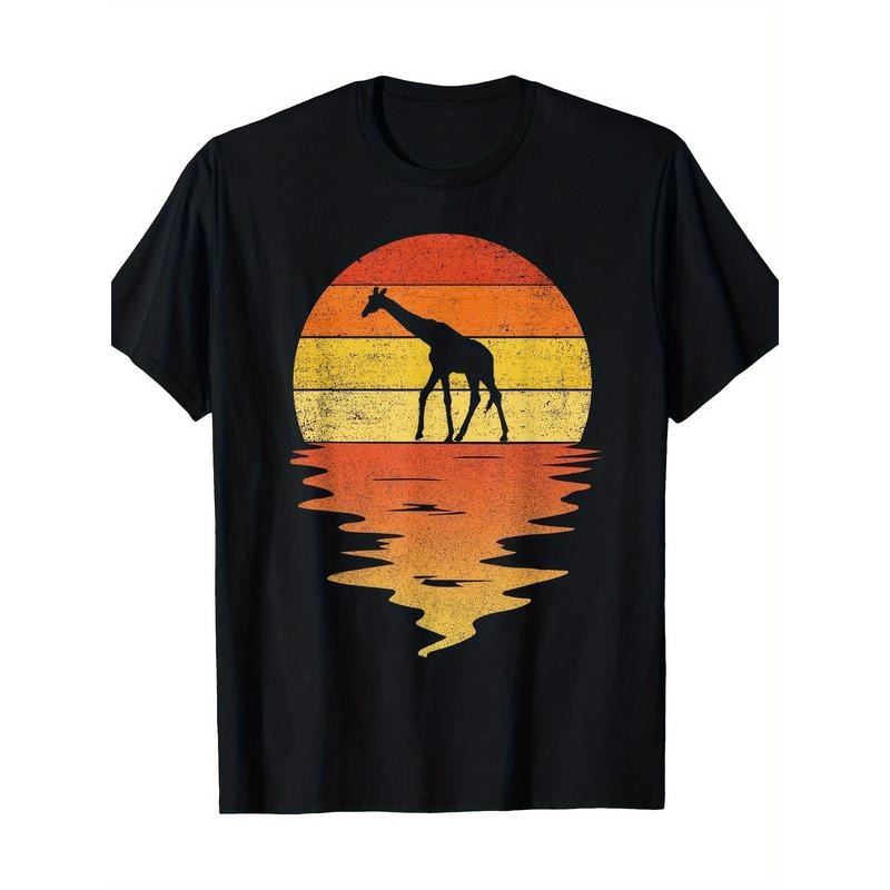 Giraffe Shirt Retro Sunset 70s Retro Giraffe T-shirt Made in USA Hoodie, Sweatshirt | ZylaModa.com