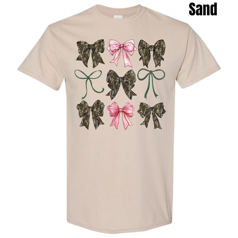 Girly Camo Bow Collage Gildan Short Sleeve T-Shirt 'NLB' Hoodie, Sweatshirt | ZylaModa.com