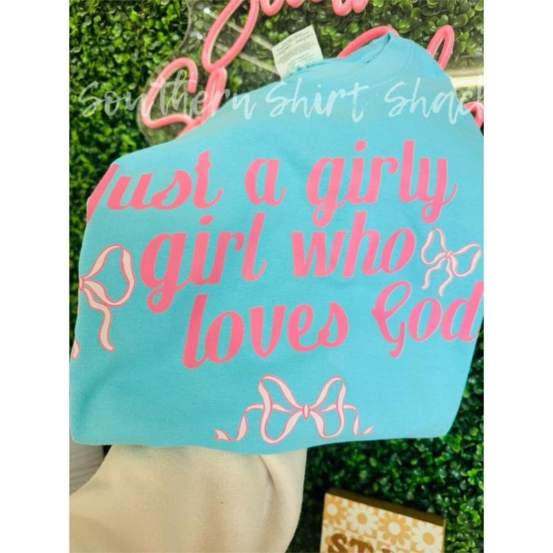 Girly who loves God t shirt |  Lagoon Blue comfort colors shirt | Hoodie, Sweatshirt | ZylaModa.com