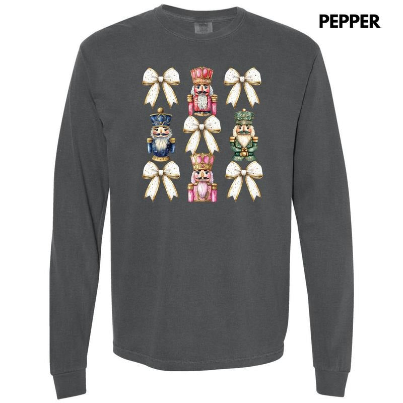 Glam Nutcracker Bow Collage Long Sleeve Comfort Colors T-Shirt 'NLB' Hoodie, Sweatshirt | ZylaModa.com