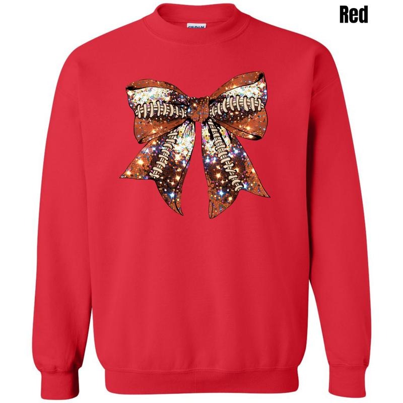 Glittery Football Bow Sweatshirt 'NLB' T-Shirts, Hoodie | ZylaModa.com