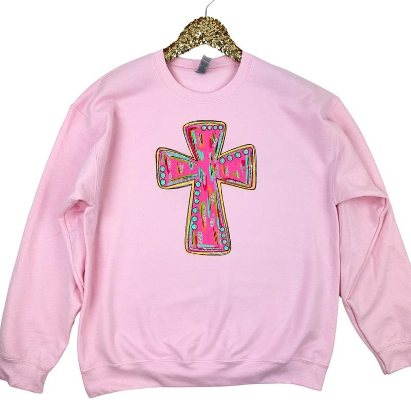 Glitz Pink Cross Sweatshirt T-Shirts, Hoodie | ZylaModa.com
