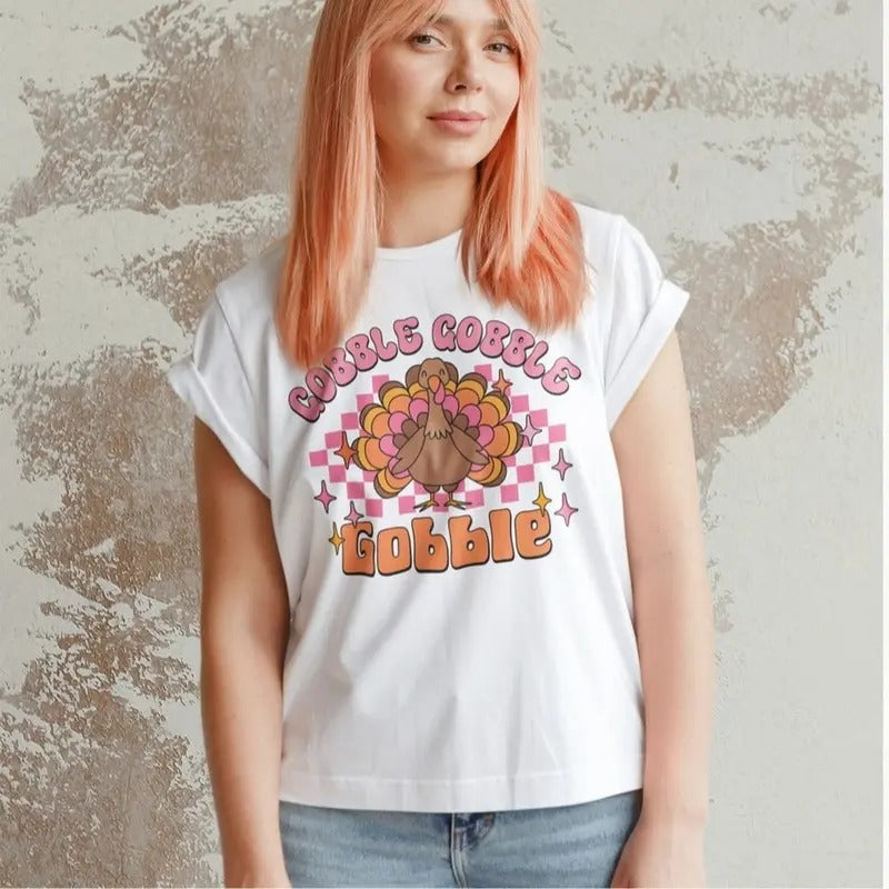 Gobble Thanksgiving Shirt, Cute Turkey Fall T-Shirt, Autumn Sweatshirt Unisex Hoodie | ZylaModa.com