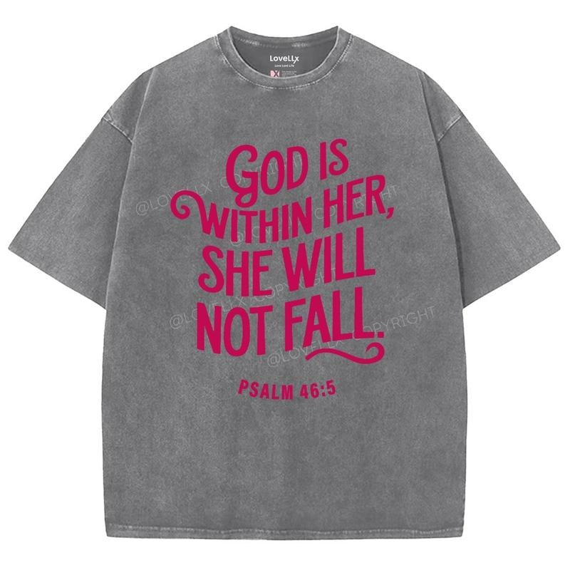 God Is Within Her Unisex Washed T-Shirt, Christian Jesus  t shirts, Vintage 90s Graphic Tee Gift Cotton Top Womenswear...