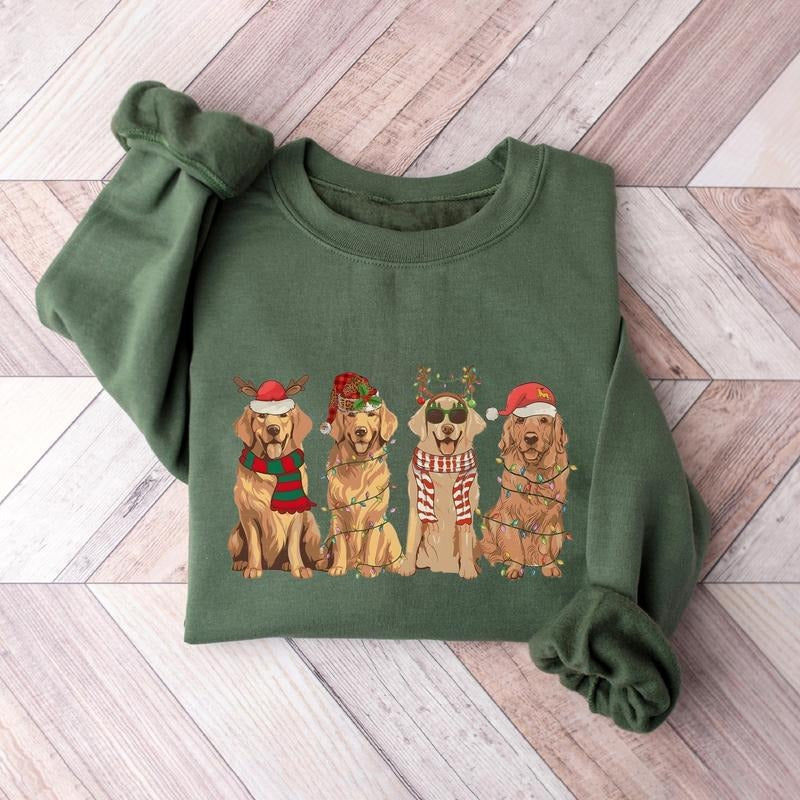 Golden Retriever Christmas Sweatshirt, Dog Christmas Shirt, Golden Mom Tshirt, Gift for Dog Lover, Holiday Sweater, New...
