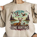 Gone Hunting Deer Sweatshirt Mallard Duck Retro T-Shirt Hunting Season National Day Unisex Hoodie | ZylaModa.com