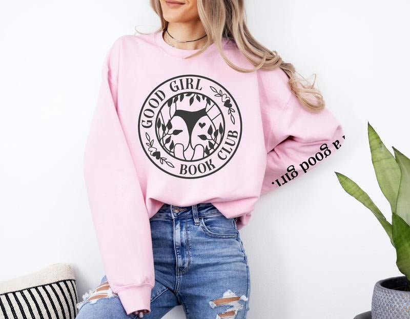 Good Girl Book Club Sweatshirt, Smut Hoodie, STFUATTDLAGG, Bookish Merch, Dark Romance Sweater T-Shirts | ZylaModa.com
