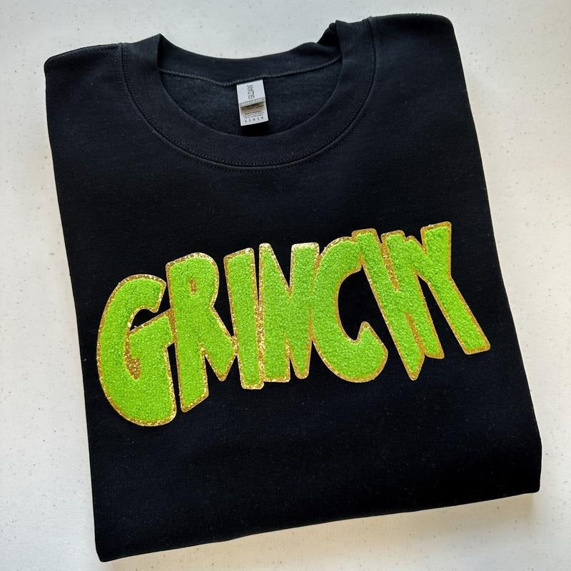 Green Chenille Patch Sweatshirt -- BLACK T-Shirts, Hoodie | ZylaModa.com