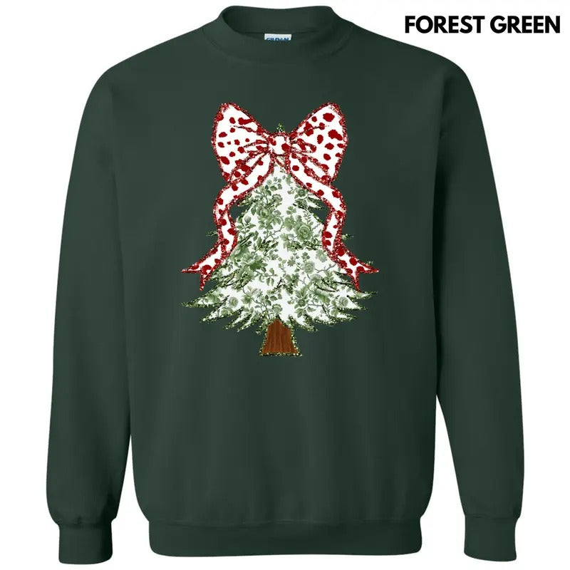 Green Floral & Red Bow Tree Sweatshirt 'NLB' T-Shirts, Hoodie | ZylaModa.com