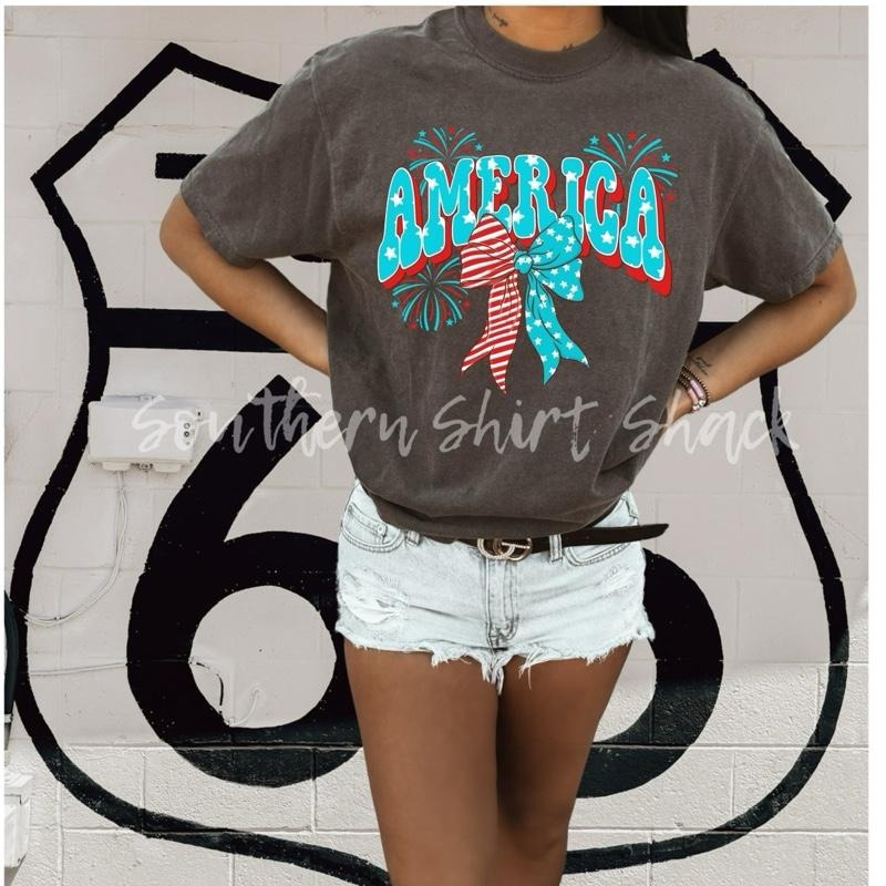 Groovy America bow T shirt  | Pepper comfort colors t shirt Hoodie, Sweatshirt | ZylaModa.com