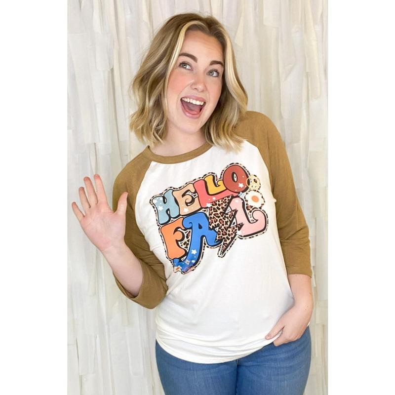 Groovy Hello Fall Raglan T-Shirts, Hoodie, Sweatshirt | ZylaModa.com