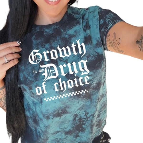 'Growth is my Drug of Choice' Black & Green Tie Dye T Shirt Pullover , Alt, Grunge, Streetwear, Sarcastic, Punk, Cotton,...