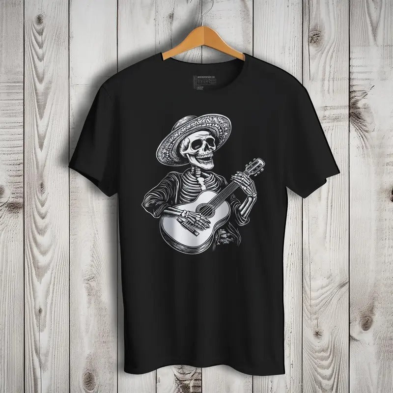 Guitar Player Skull Music Lover Short Sleeve T-Shirt Casual Crewneck Hoodie, Sweatshirt | ZylaModa.com