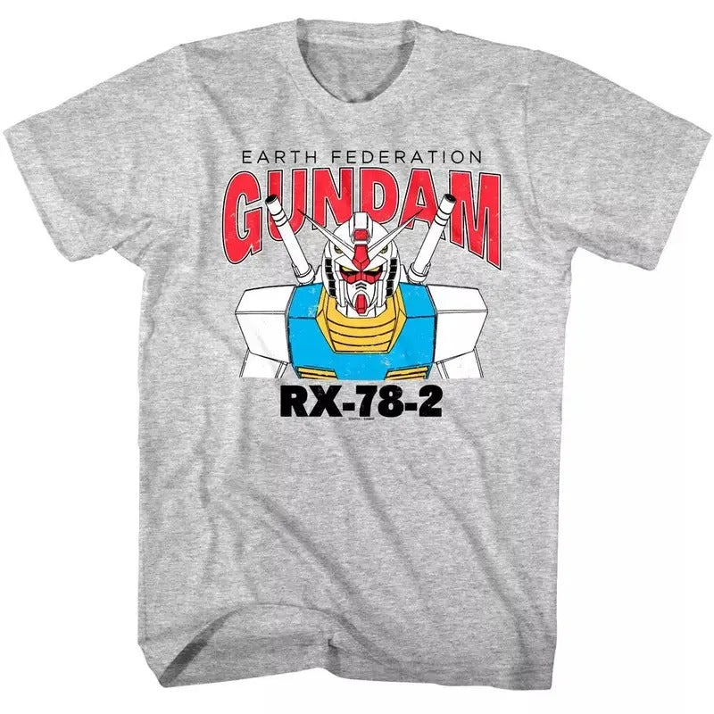 Gundam Earth Federation RX-78-2 Men's Gray T Shirt Japanese Anime Hoodie, Sweatshirt | ZylaModa.com