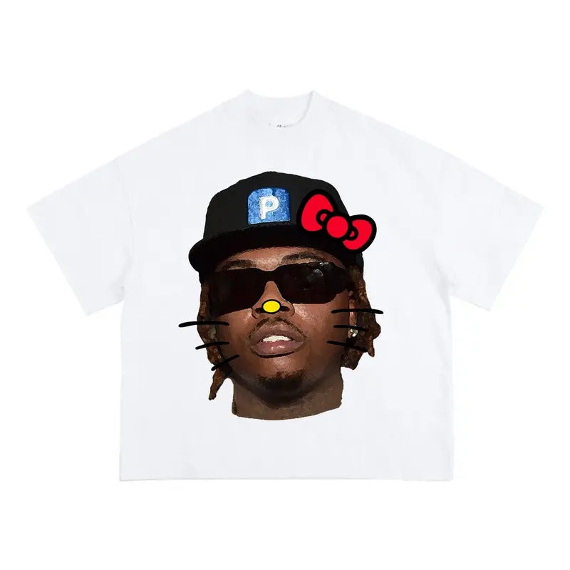 Gunnaaa Red Kitty Tee - Cute Big Face Graphic Look Hoodie, Sweatshirt | ZylaModa.com