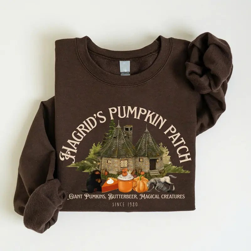 Hagrid's Pumpkin Patch Sweatshirt, Thanksgiving 2024, Fall Sweatshirt, Halloween Sweatshirt, Pumpkin Sweatshirt, Fall...