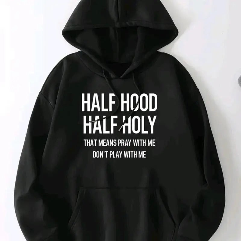 Half Hood Half Holy Black Hoodie Sweatshirt, Hoodie, Comfort Colors T-Shirts | ZylaModa.com