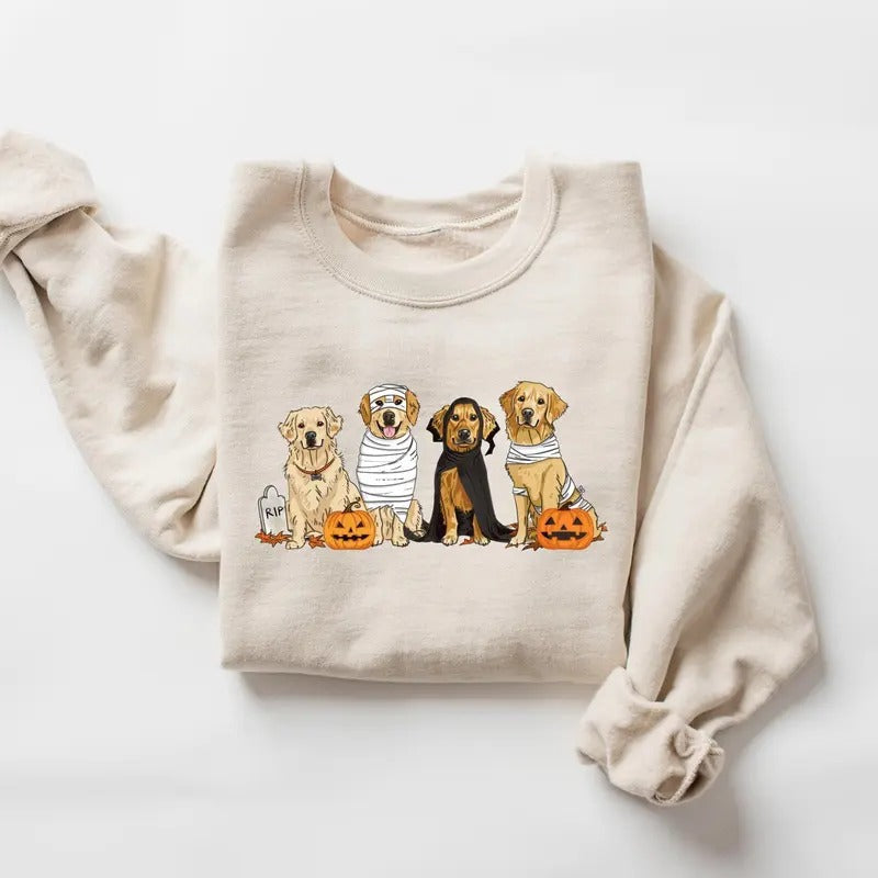 Halloween Dog Sweatshirt, Golden Retriever Ghost Dogs sweatshirt, Halloween Sweatshirt, Halloween Sweater, Ghost...