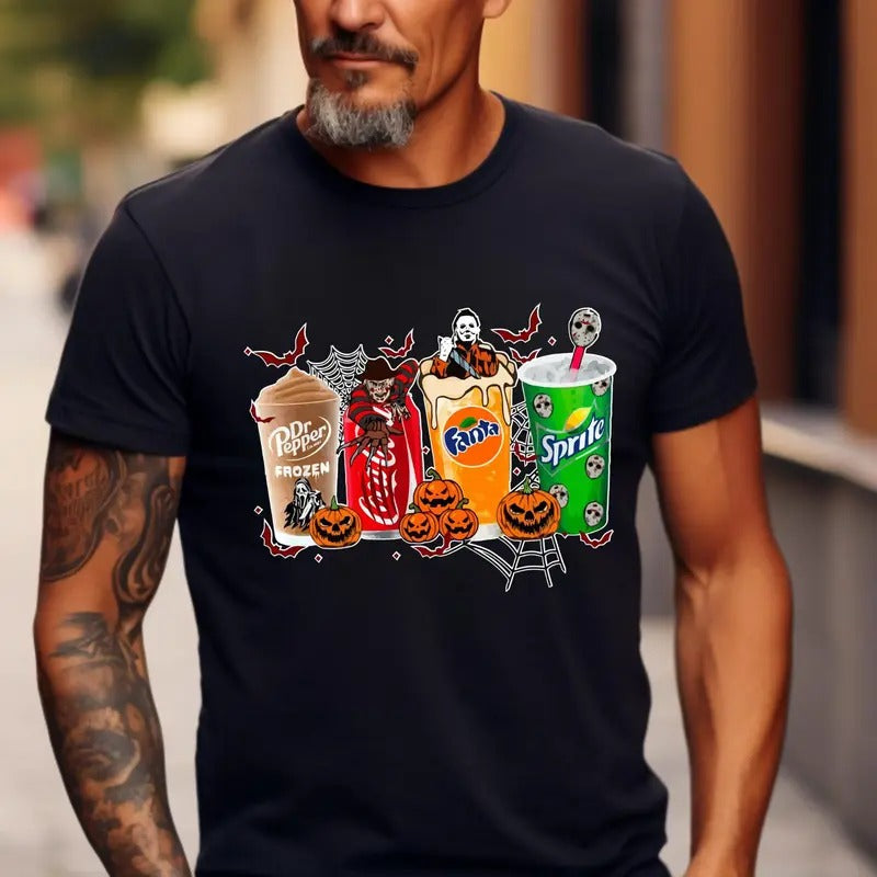 Halloween Dr. Pepper Coke Fanta Sprite T-Shirt, Retro Soda Shirt, Halloween Party Hoodie, Sweatshirt | ZylaModa.com