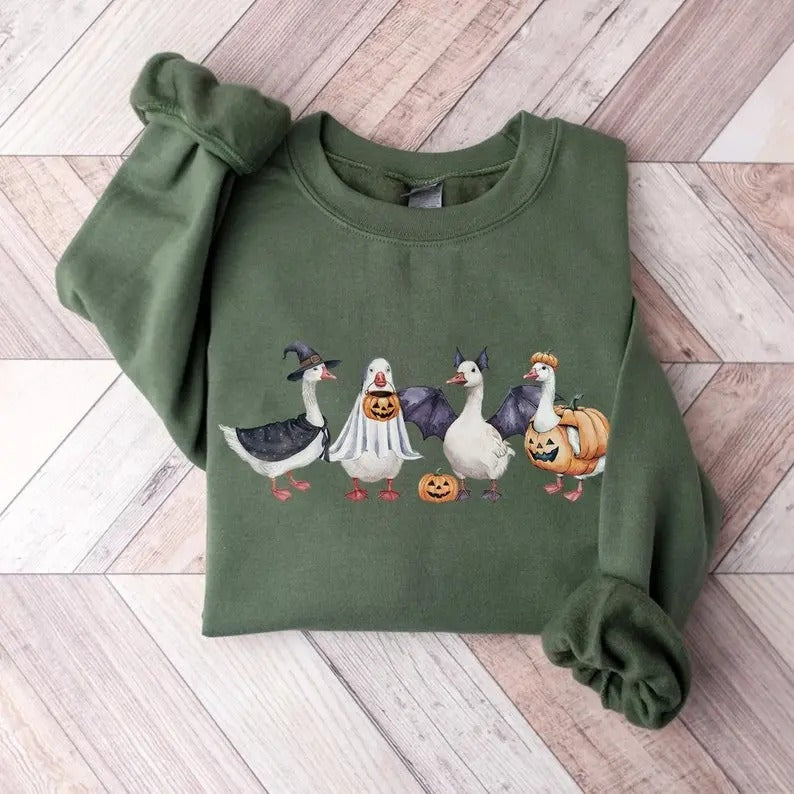 Halloween Goose Sweatshirt, Funny Goose shirt, Ghost Shirt, Farm Animal Shirt, Farmer Gift, Country Shirt, Spooky Season,...
