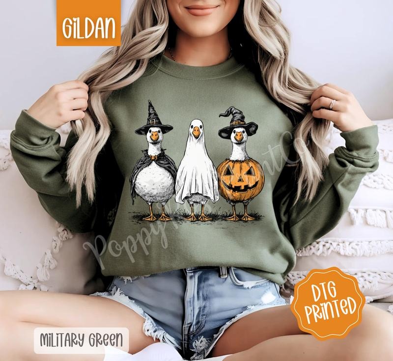 Halloween Goose Sweatshirt, Trendy Halloween Sweatshirt T-Shirts, Hoodie | ZylaModa.com