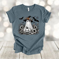 Halloween Shirt, Ghost With Flowers Pumpkin And Bats, Floral Spooky, Premium Unisex Shirt Hoodie, Sweatshirt | ZylaModa.com