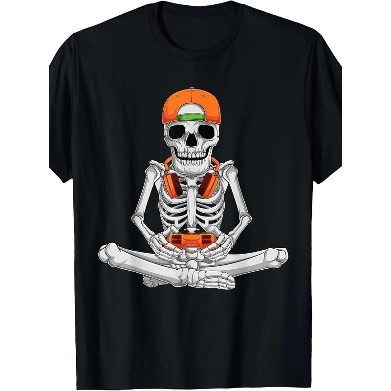 Halloween Skeleton Gamer Video Game T-shirt made in usa Hoodie, Sweatshirt | ZylaModa.com