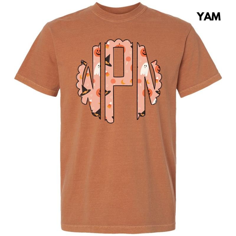 Halloween Things Monogram Comfort Colors T-Shirt 'NLB' Hoodie, Sweatshirt | ZylaModa.com