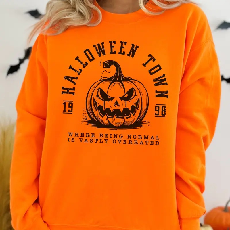 Halloween Town Sweatshirt with Jack O'Lantern Graphic T-Shirts, Hoodie | ZylaModa.com