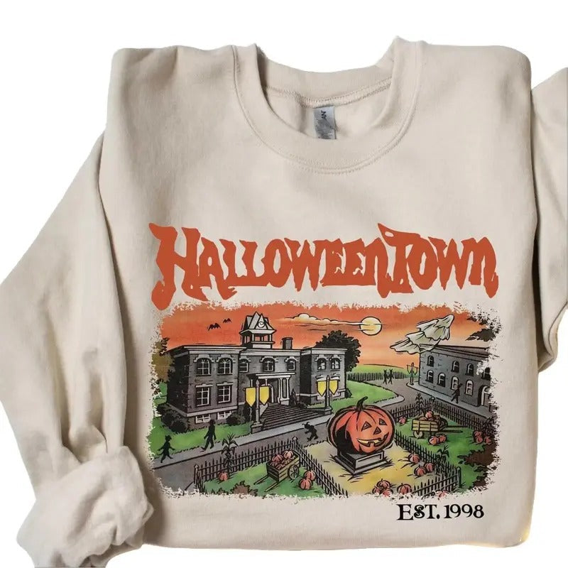 Halloweentown EST 1998 Crewneck Sweatshirt, Hoodie, T-shirt, Gift For Halloween, Halloween Gift Idea | ZylaModa.com